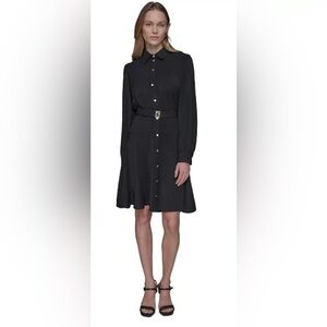 KARL LAGERFELD PARIS
Women's Belted Button-Front Dress 6
